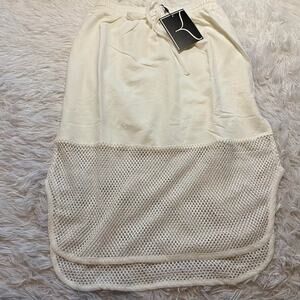 Dance & Marvel Women’s Elastic Waist Skirt Half Mesh Midi Skirt White Small NEW